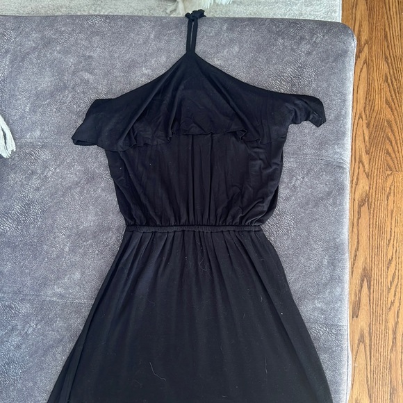 Velvet Torch Dresses & Skirts - Velvet torch long black ruffle neck dress